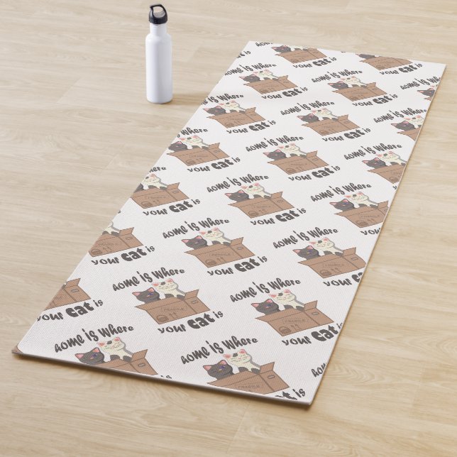 Funny quote Home is where your cat is Yoga Mat (In Situ)