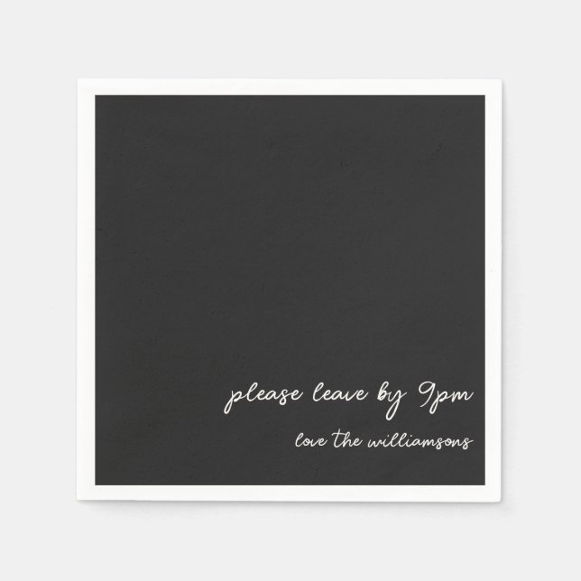 Funny Quote Introvert Humor Custom Party Black  Napkins (Front)