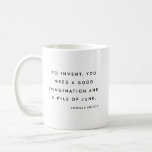 Funny Quote Inventor Engineer Minimalist Aesthetic Coffee Mug<br><div class="desc">One of the lesser known,  but witty and insightful quotes from Edison - To Invent,  You Need a Good Imagination and A Pile of Junk - in black and white modern minimalist typography style. Great inspiration for inventors,  engineers,  creative thinkers and more.</div>