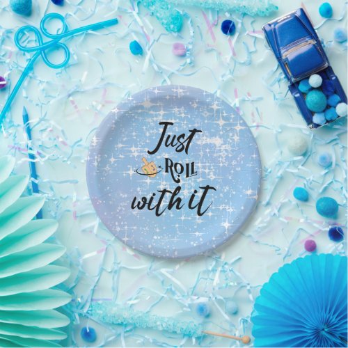 Funny Quote _Just Roll With Hanukkah  Paper Plates