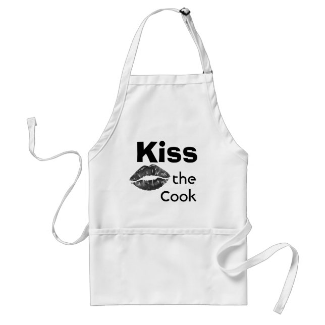 Funny Quote, Kiss the Cook, Cute quote  Novelty Adult Apron (Front)