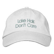 Funny Quote Lake Hair Don't Care Typography Embroidered Baseball Cap
