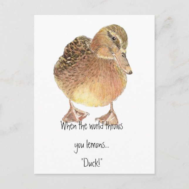 Funny Quote, Life throws Lemon, Duck, Humor Postcard (Front)
