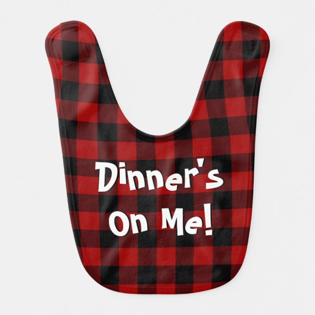 Funny Quote on Buffalo Plaid  Baby Bib (Front)