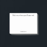 Funny Quote Personalized Black White Don't Forget Post-it Notes<br><div class="desc">Stay organized in style with these witty and functional Post-it Notes! Featuring the playful phrase “Stick me where you’ll see me!” at the top, these notes are perfect for keeping track of to-dos, reminders, or motivational quotes. Personalize them with your name or any text at the bottom for a unique...</div>