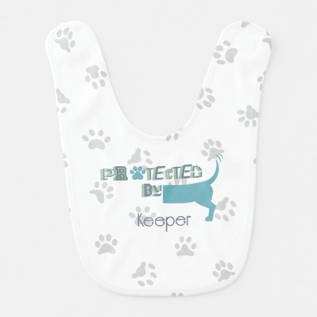 Funny Quote Protected By Dog Baby Bib (Front)