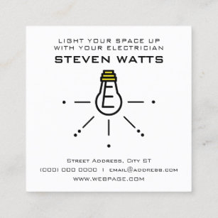 Funny quote pun style electrician  square business card