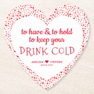 Funny Quote Red Pink Colorful Wedding Favor Drink  Paper Coaster