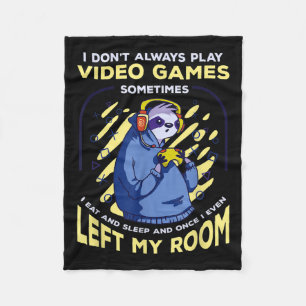 Funny Quote Sloth Playing Video Games Funny Retro Fleece Blanket