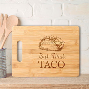 Funny Quote Taco Mexican Food Illustration Engraved Cutting Board