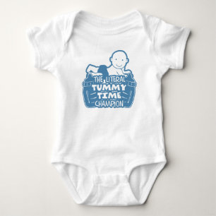 Funny Quote The Literal Tummy Time Champion Blue Baby Bodysuit
