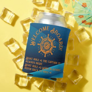Funny Quote 'Welcome Aboard!' Boat Name/Home Port Can Cooler