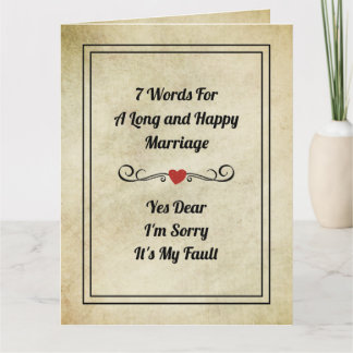 Funny Quotes 7 Words FOR a Long Marriage Card