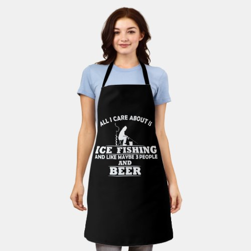 funny quotes about ice fishing and drinking lover apron