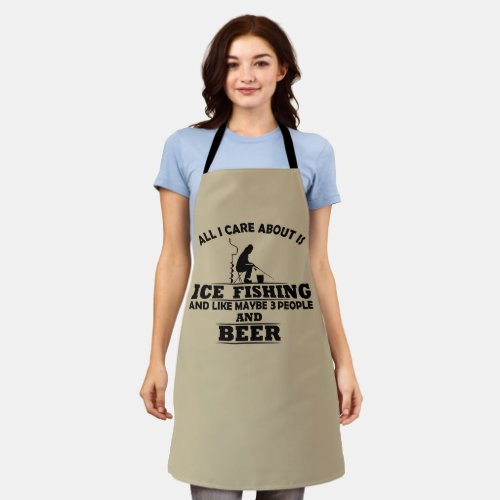 funny quotes about ice fishing and drinking lover apron
