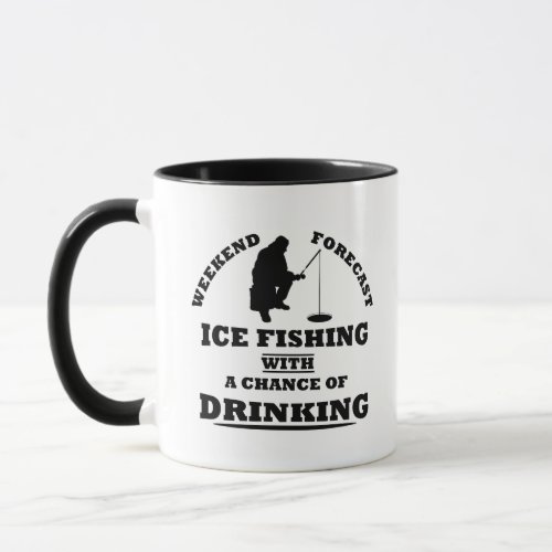 funny quotes about ice fishing and drinking lovers mug