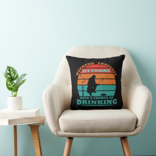 funny quotes about ice fishing and drinking lovers throw pillow