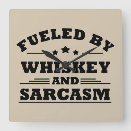 Funny quotes about whiskey lover square wall clock