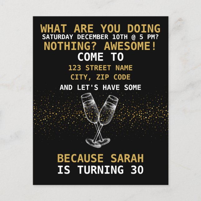 Funny quotes birthday party invitation (Front)
