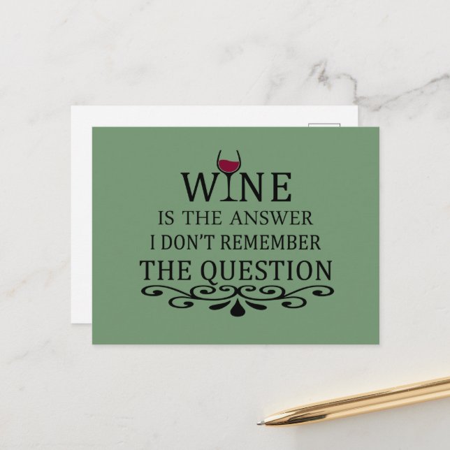 Funny quotes famous wine drinker slogan holiday postcard (Front/Back In Situ)