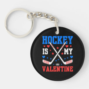 Funny Quotes Ice Hockey Is My Valentine Sport Team Keychain