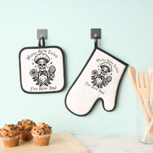 Funny Quotes Skeleton Gothic Halloween Cooking  Oven Mitt & Pot Holder Set