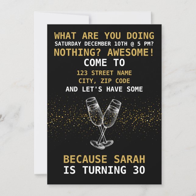 Funny quotes womens birthday party invitation (Front)