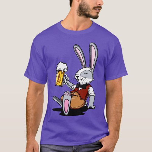 Funny Rabbit Beer Drinking Bunny T_Shirt