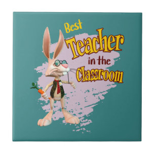 Funny Rabbit Best Teacher in the Classroom Ceramic Tile