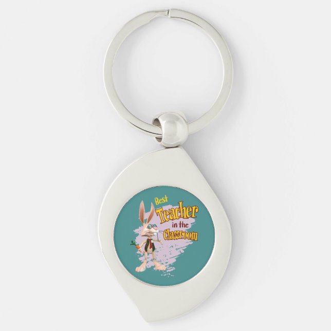 Funny Rabbit Best Teacher in the Classroom Keychain (Front)