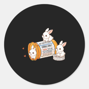 Funny Rabbit Bunny Anti Depressant Zoo Boys Girls  Classic Round Sticker