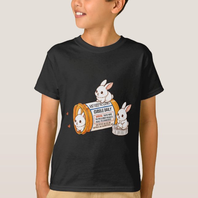 Funny Rabbit Bunny Anti Depressant Zoo Boys Girls  T-Shirt (Front)