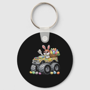 Funny Rabbit Bunny Monster Truck Eggs Kids Easter Keychain