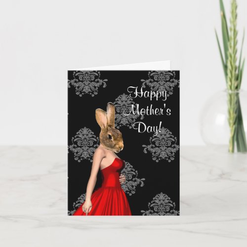 Funny rabbit character mothers day card