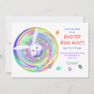 Funny Rabbit Face Easter Egg Hunt  Invitation