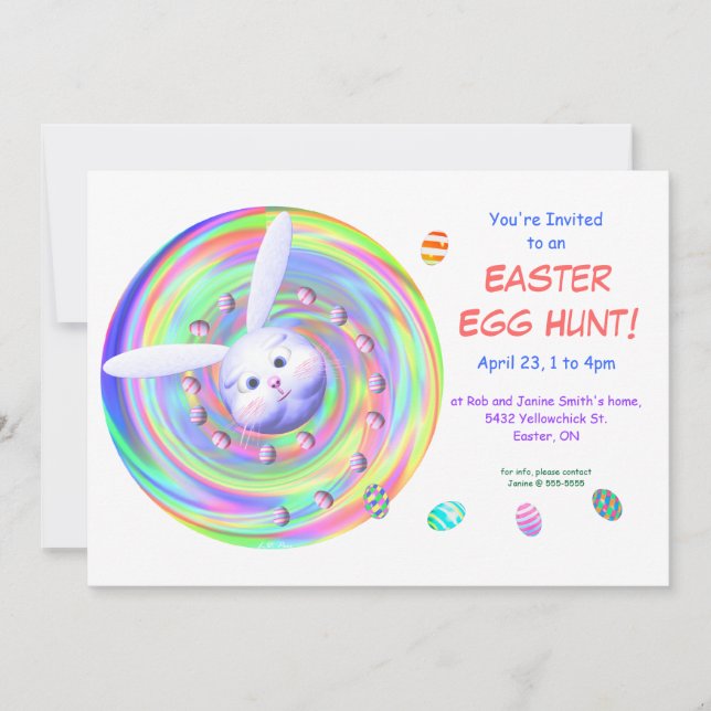 Funny Rabbit Face Easter Egg Hunt  Invitation (Front)