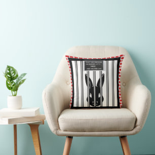 Funny Rabbit Hare prisoner Throw Pillow