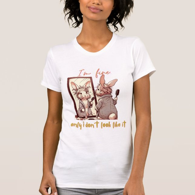 Funny rabbit in front of the mirror – Funny design T-Shirt (Front)