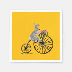 Funny Rabbit on a Bike Napkins