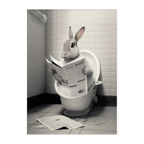 Funny Rabbit on Bathroom Toilet Wildlife Animals  Acrylic Print