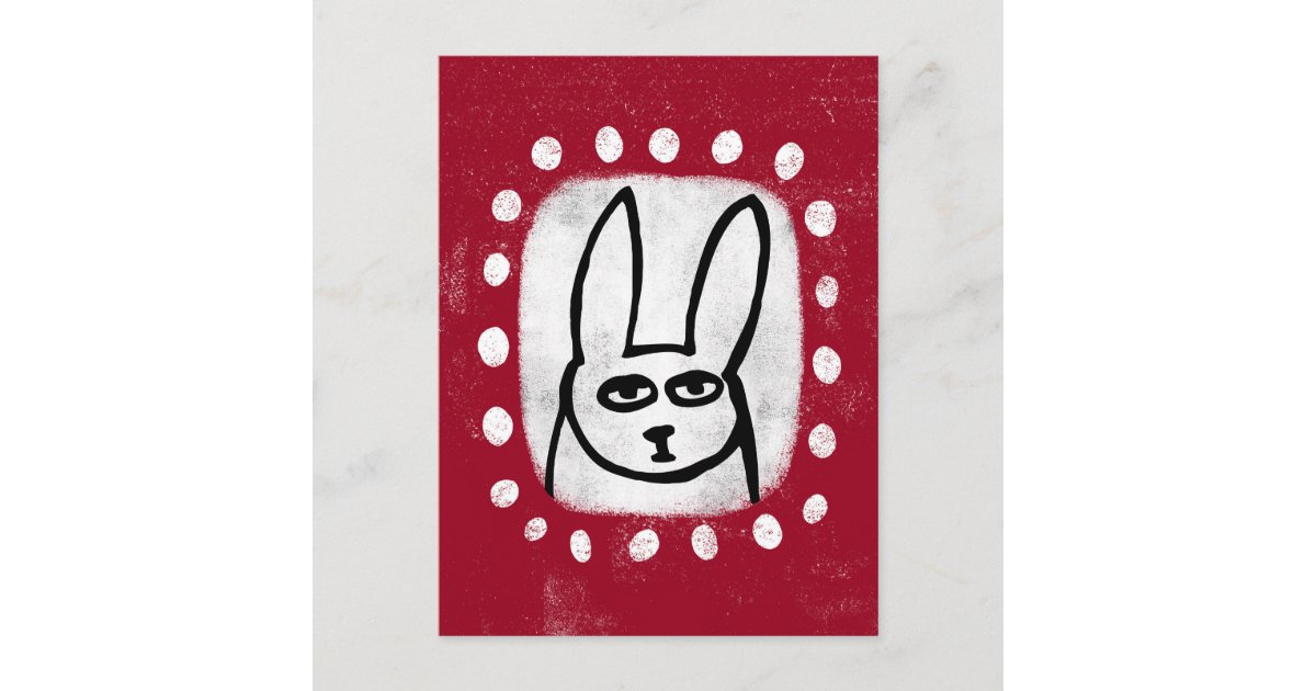 Funny Rabbit On Red Postcard | Zazzle