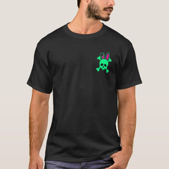 Funny Rabbit Pirate Skull With Crossbones T-Shirt (Front)