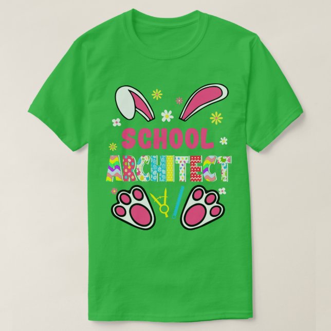 Funny Rabbit School Architect Easter Day Eggs Bunn T-Shirt (Design Front)
