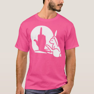 Funny Rabbit Shadow Hand Middle Finger Sign The Fi T-Shirt