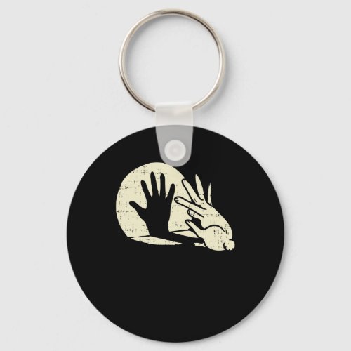 Funny Rabbit Shadow Play Pun Bunny Lover Keychain