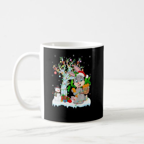 Funny Rabbit Xmas Tree Lighting Santa Hat Rabbit C Coffee Mug