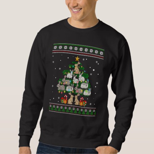 Funny Rabbits Christmas Tree  Ornament Decor Ugly Sweatshirt