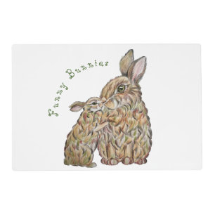 Funny rabbits. Pencil drawing Placemat
