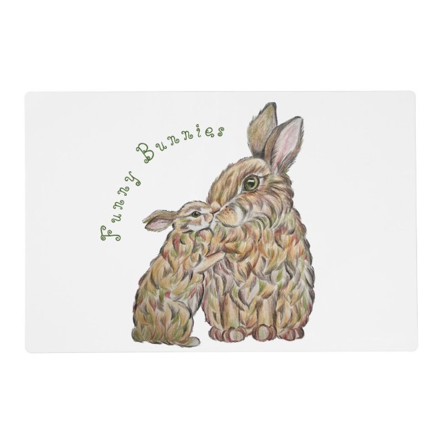 Funny rabbits. Pencil drawing Placemat (Front)