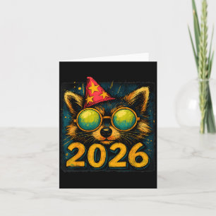 Funny Raccoon 2026 New Year Party Animal Celebrati Card